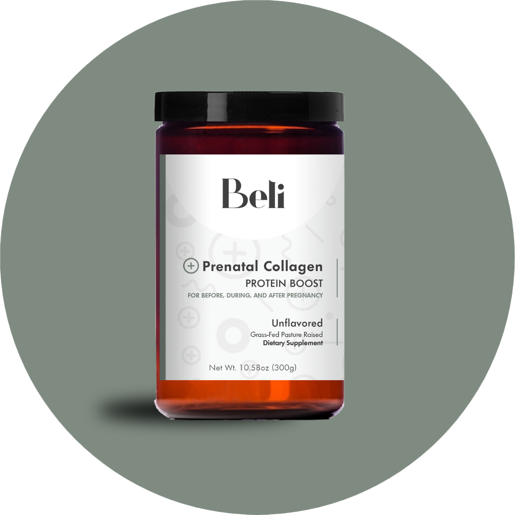 Image of the front label of Beli Prenatal Collagen Canister